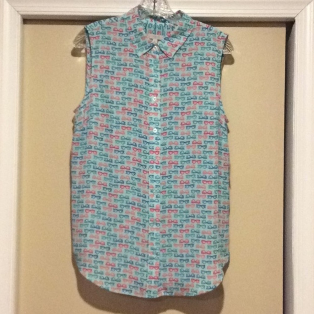 NWT Talbots Sleeveless Blouse, Sunglass Print